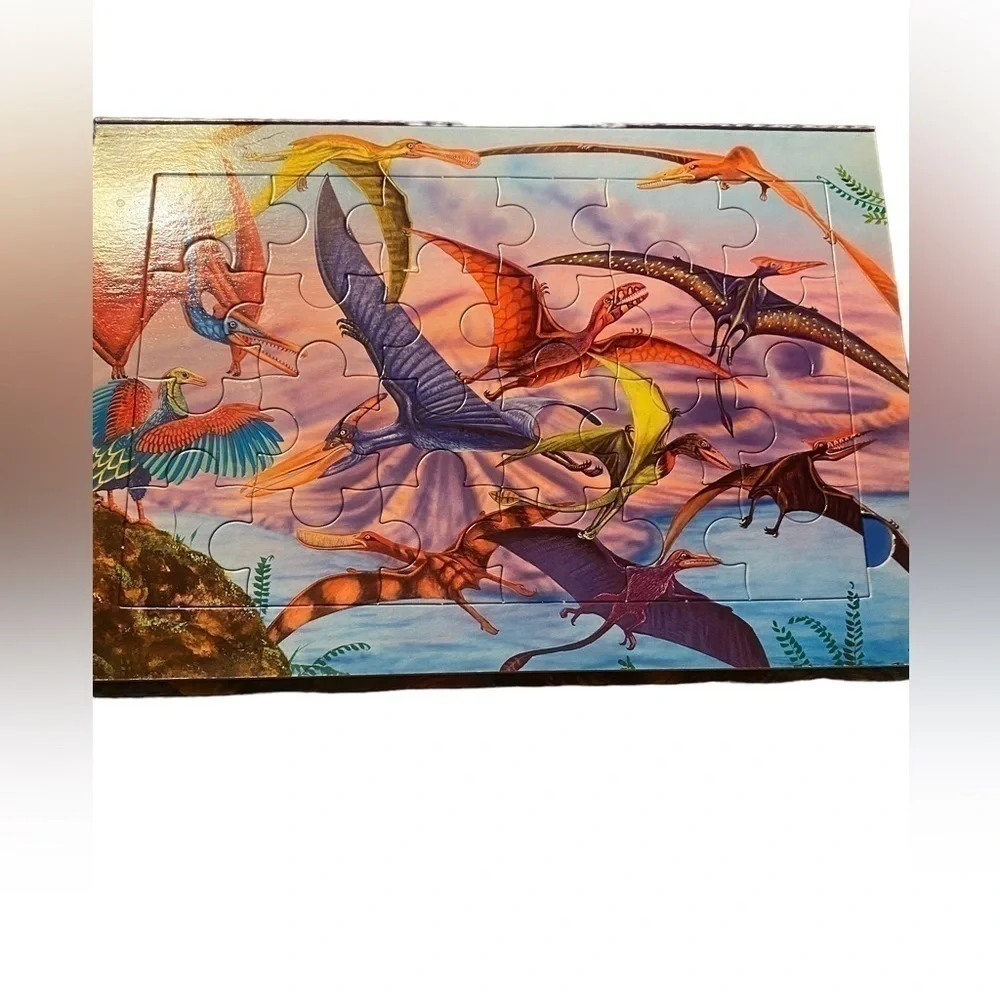 Dinosaur puzzle book & dinosaur figures bundle